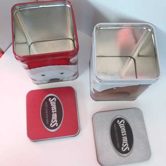 Swiss Miss Collectible Christmas Tins, Bears Red Silver, Seasonal Storage, Empty - Picture 6 of 8
